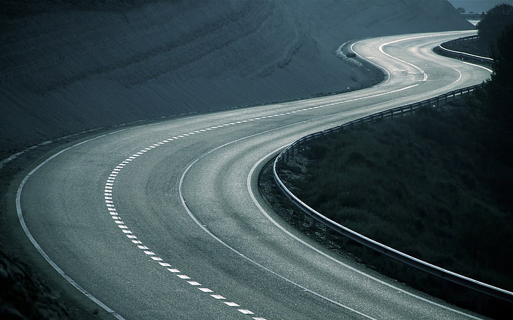 carretera asfaltada, carretera, asfalto, curvas, curvas, serpentina, opacidad, Fondo de pantalla HD