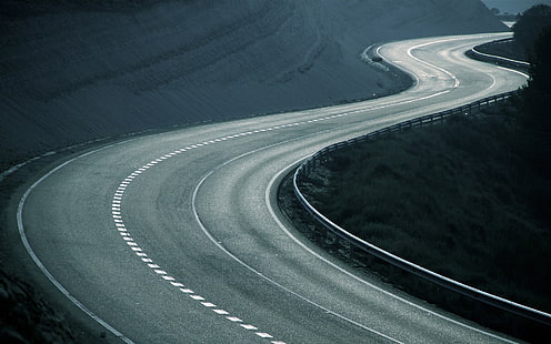 carretera asfaltada, carretera, asfalto, curvas, curvas, serpentina, opacidad, Fondo de pantalla HD HD wallpaper