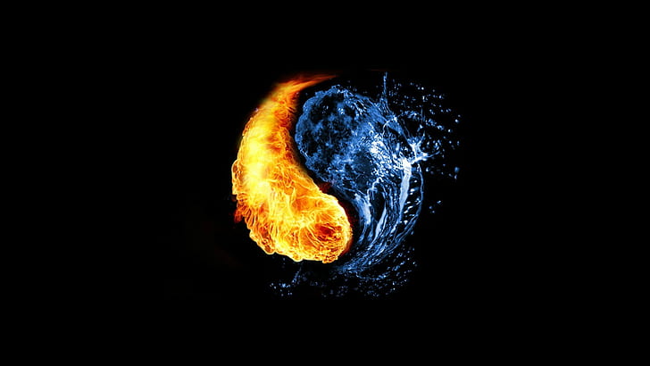 fuego agua yin y yang resumen fondo negro, Fondo de pantalla HD |  Wallpaperbetter