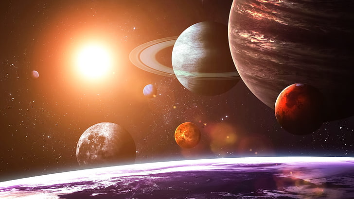 การก่อตัวของภาพประกอบดาวเคราะห์ดาวเคราะห์อวกาศระบบสุริยะศิลปะอวกาศ, วอลล์เปเปอร์ HD
