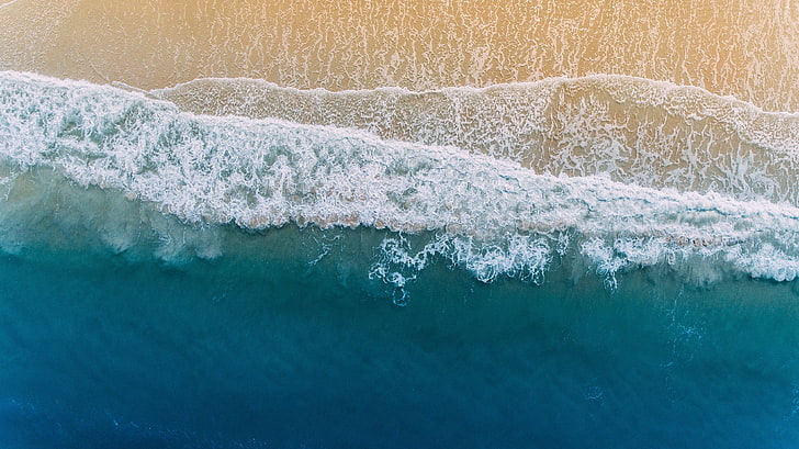 seashore, sand, sea, wave, beach, water, shore, coast, FL, surf, United States, the view from the top, from the height, Florida, from the height of bird flight, drone, drone view wallpaper, drone view, Palm Coast, HD wallpaper