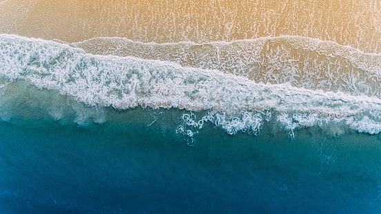 seashore, sand, sea, wave, beach, water, shore, coast, FL, surf, United States, the view from the top, from the height, Florida, from the height of bird flight, drone, drone view wallpaper, drone view, Palm Coast, HD wallpaper HD wallpaper