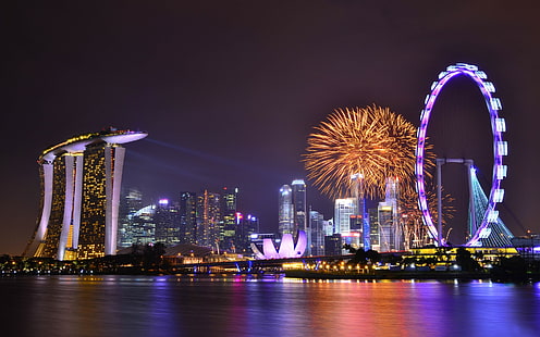 fuochi d'artificio, singapore, Sfondo HD HD wallpaper