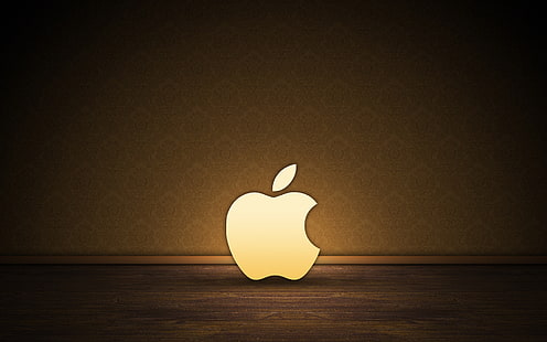 Brown Apple logo, background, laptop, HD wallpaper HD wallpaper