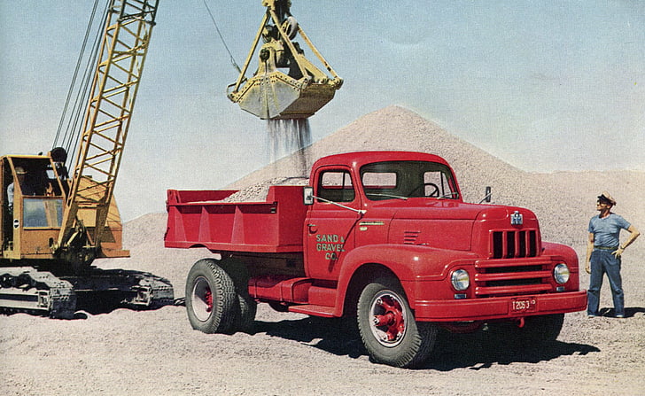 1953年、建設、ダンプ、国際、ロードスター、r-194、レトロ、トラック、 HDデスクトップの壁紙