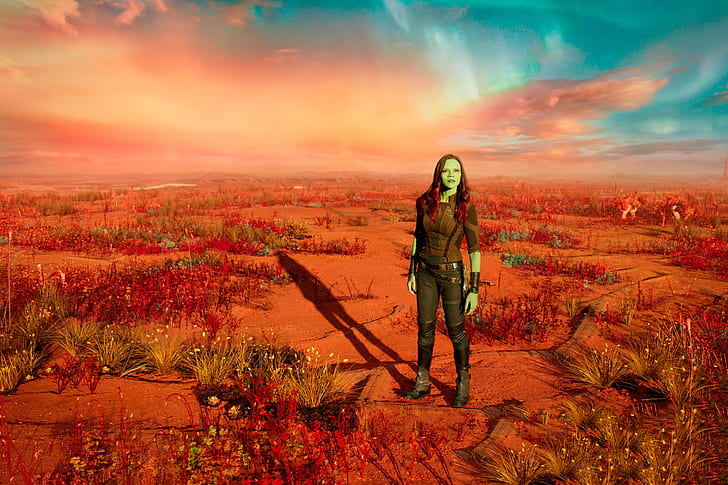 Zoe Saldana As Gamora In Guardians Of Galaxy Vol 2, HD wallpaper