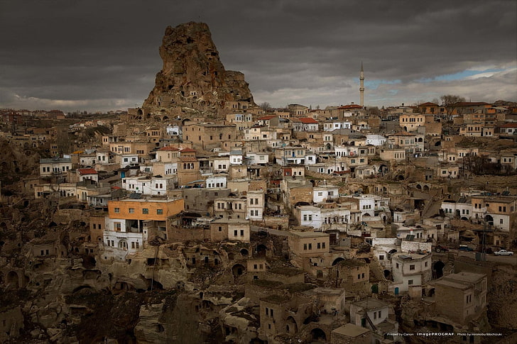 top view of houses photo, Towns, Mardin, Cappadocia-Turchia, City, HD wallpaper