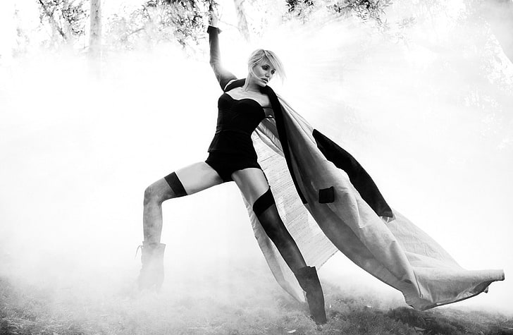 キャメロン・ディアス、女性のドレスのグレースケール写真、黒と白、芸術的、 HDデスクトップの壁紙