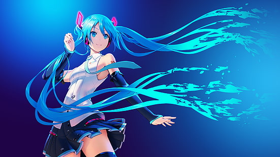 Vocaloid, 4K, аниме момиче, дълга коса, Hatsune Miku, HD тапет HD wallpaper