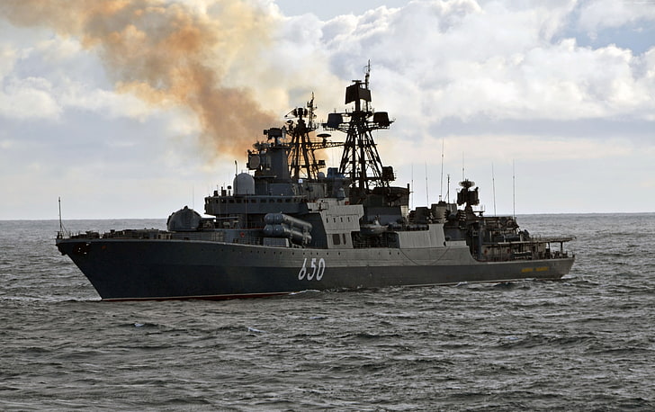 Rusia, buque de guerra, destructor, misil, mar, 650, almirante Chabanenko, armada rusa, clase Udaloy, Fondo de pantalla HD