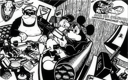черно-белый постер Микки Мауса, Дисней, Микки Маус, HD обои HD wallpaper