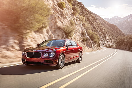 rot, Bentley Flying Spur V8 S, Genfer Automobilsalon 2016, Luxus, HD-Hintergrundbild HD wallpaper