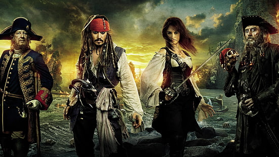 film, Bajak Laut Karibia: On Stranger Tides, Jack Sparrow, Johnny Depp, Penelope Cruz, Pirates of the Caribbean, Wallpaper HD HD wallpaper