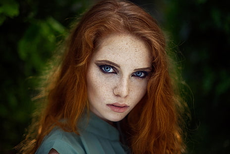women, freckles, blue eyes, face, portrait, redhead, model, HD wallpaper HD wallpaper