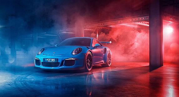 Porsche, Porsche 911 GT3, Blue Car, Samochód, Porsche 911, Samochód sportowy, Pojazd, Tapety HD HD wallpaper