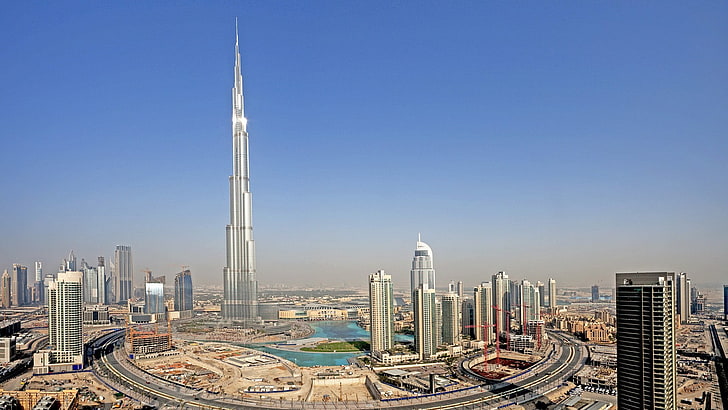 grå byggnad under blå himmel under dagtid, stad, urban, byggnad, himmel, stadsbild, skyskrapa, Burj Al Arab, hotell, Dubai, HD tapet