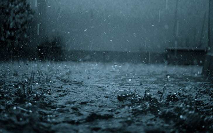 hujan, turun, cipratan, hujan lebat, kusam, cuaca buruk, Wallpaper HD