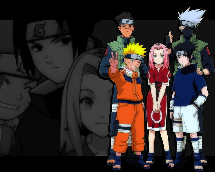 anime, Uzumaki Naruto, Uchiha Sasuke, Hatake Kakashi, Haruno Sakura, anime girls, anime boys, HD wallpaper