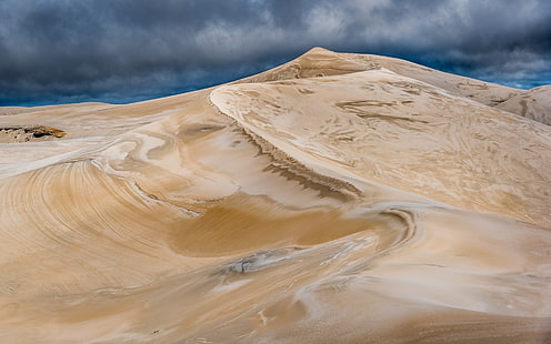 giroletto in legno marrone con materasso bianco, duna, natura, paesaggio, deserto, Sfondo HD HD wallpaper