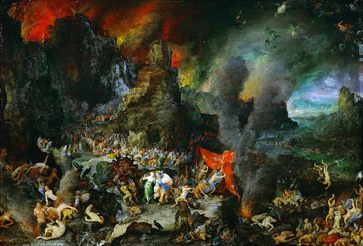 Ян Брейгель Старший, 1600-1605, Эней и Сивилла в аду, HD обои