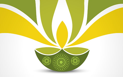 Grüne Diwali Lehmlampe, grüne, gelbe und weiße abstrakte Tapete, Festivals / Feiertage, Diwali, Grün, Festival, Feiertag, Lehmlampen, HD-Hintergrundbild HD wallpaper