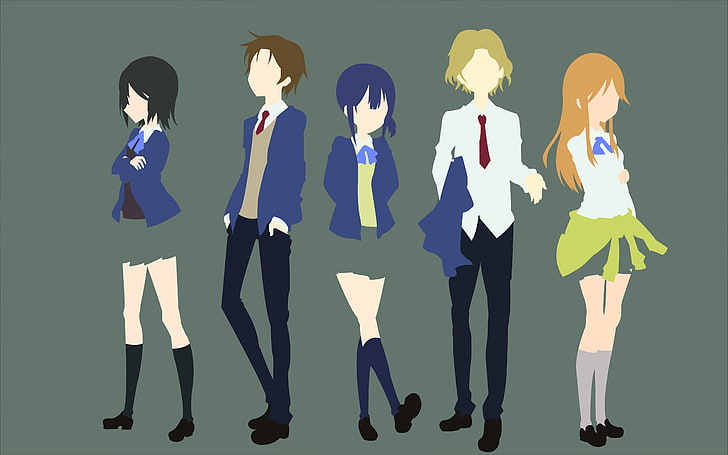 Kokoro Connect, Inaba Himeko, Kiriyama Yui, Nagase Iori, Yaegashi Taichi, Aoki Yoshifumi, Fondo de pantalla HD