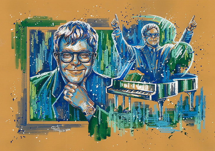 Sänger, Pastell, Elton John, HD-Hintergrundbild