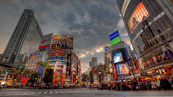 Токио, Япония, Азия, городской пейзаж, ситилайты, HD обои HD wallpaper