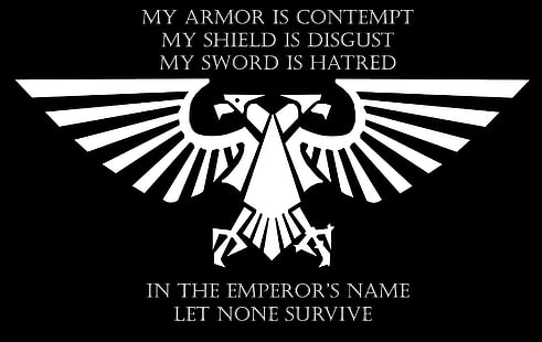 Imperium of Man, monochrome, quote, Imperial Aquila, Warhammer 40, 000, Warhammer, HD wallpaper HD wallpaper