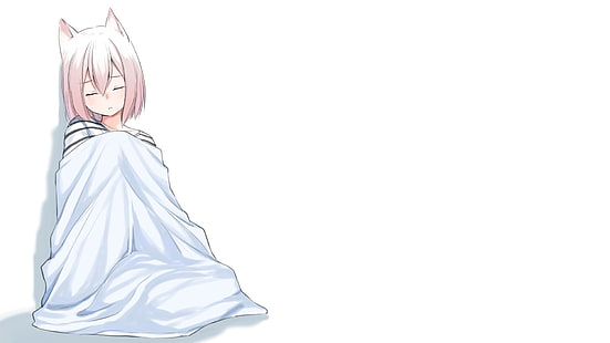 Anime, Manga, Anime Girls, Minimalismus, einfacher Hintergrund, Nekomimi, weiß, HD-Hintergrundbild HD wallpaper