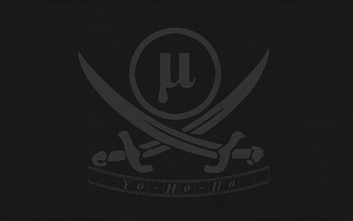 Minimalism, Piracy, Logo, Black, uTorrent, Yo-Ho-Ho, HD wallpaper