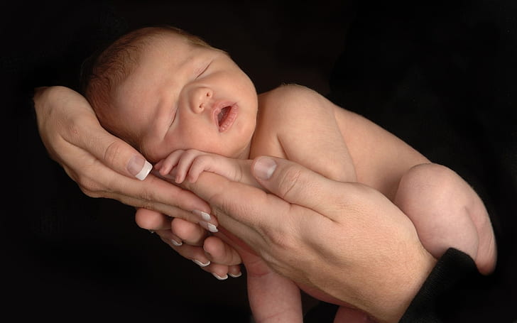 Newborn Baby, newborn, baby, hands, protection, HD wallpaper