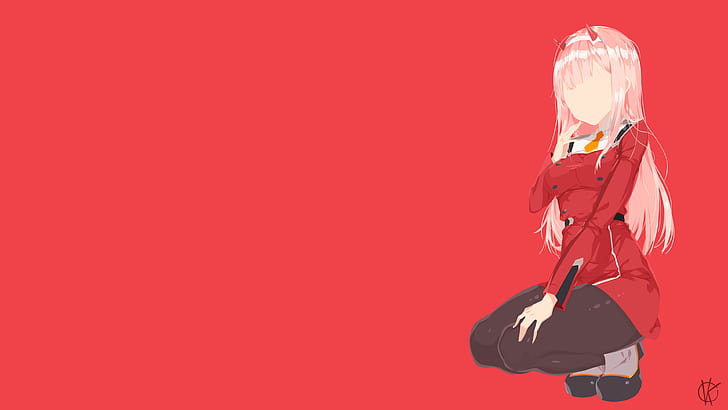 Darling in the FranXX, Zero Two (Darling in the FranXX), Code:002, minimalism, anime girls, pink hair, HD wallpaper