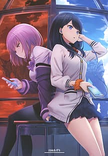 Anime, Anime Mädchen, SSSS.GRIDMAN, Shinjou Akane, Takarada Rikka, Minirock, HD-Hintergrundbild HD wallpaper