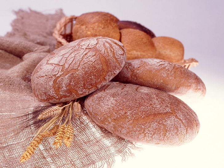 baked bread, pastries, ears, bread, fresh, HD wallpaper