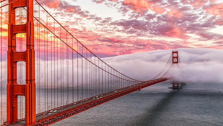 ゴールデンゲートブリッジ、サンフランシスコ、橋、霧、ゴールデンゲートブリッジ、 HDデスクトップの壁紙