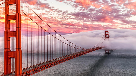 Golden Gate Bridge, San Francisco, ponte, nebbia, Golden Gate Bridge, Sfondo HD HD wallpaper
