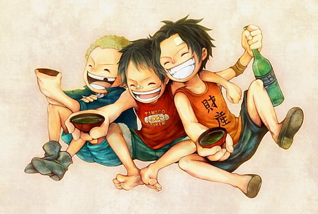 Аниме, One Piece, Monkey D. Luffy, Portgas D. Ace, Sabo (One Piece), HD тапет HD wallpaper