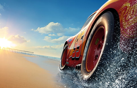 Ilustrasi Lightning McQueen, Film, Mobil 3, Lightning McQueen, Pixar, Wallpaper HD HD wallpaper