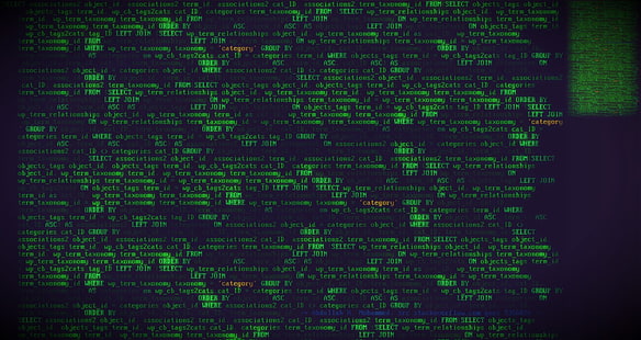 text matrix wallpaper, SQL, computer, minimalism, syntax highlighting, technology, hacking, green, programmers, MySQL, wordpress, computer code, HD wallpaper HD wallpaper