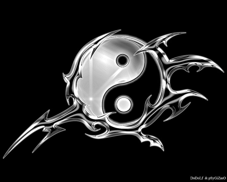 Yin-Yang logo, Religious, Yin & Yang, Artistic, Black & White, Logo, HD wallpaper