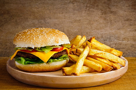 Cibo, hamburger, patatine fritte, Sfondo HD HD wallpaper