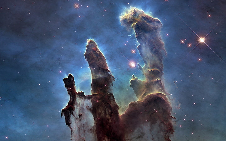 nebula, Pillars Of Creation, space, stars, HD wallpaper