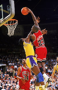 Йордания НБА баскетбол Лос Анджелис Лейкърс Майкъл Джордан Чикаго Бикове въздушно забиване 2083x3200 тапет Спорт Баскетбол HD Art, НБА, Йордания, HD тапет HD wallpaper