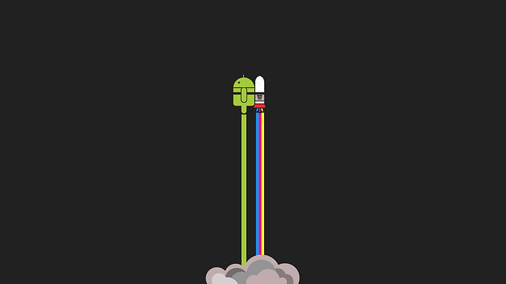 logo androida, rakieta, Android (system operacyjny), minimalizm, Tapety HD