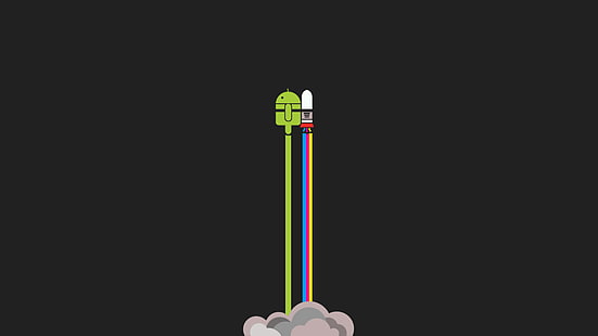 лого на android, ракета, Android (операционна система), минимализъм, HD тапет HD wallpaper