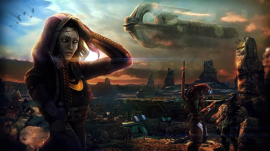 ilustracja postaci kobiecych, Mass Effect 3, geth, gry wideo, Tapety HD HD wallpaper