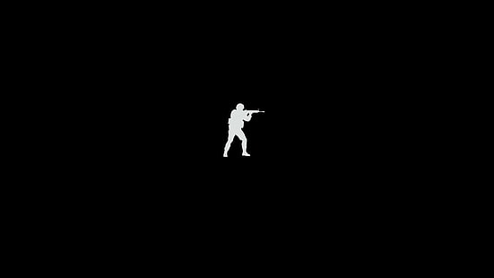 Logo di Counter Strike, minimalismo, videogiochi, Counter-Strike: Global Offensive, nero, Sfondo HD HD wallpaper