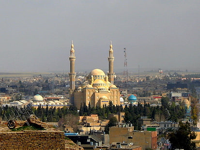Ислям, ислямска архитектура, джамия, Ирак, градски пейзаж, град, HD тапет HD wallpaper