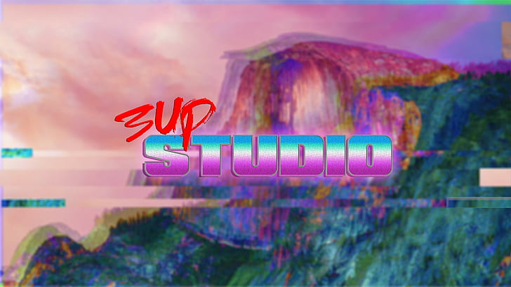 3up studio, anni '80, New Retro Wave, vaporwave, artwork, glitch art, Sfondo HD